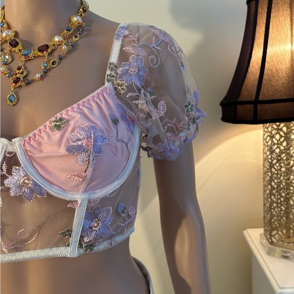ROMWE Pink Floral Sheer Bralette - Picture 5 of 16